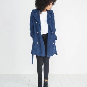 Marine Layer Kennedy Corduroy Blue Trench Coat - XS